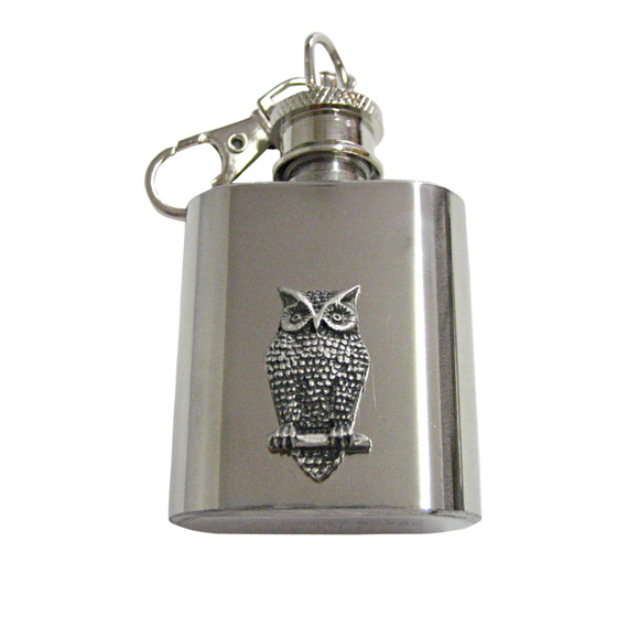 Perched Owl Bird Keychain Flask - Picture 1 of 1